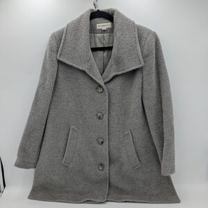 Katherine Kelly Alpaca Wool Blend Gray Car Coat Jacket Size 10 Quiet Luxury